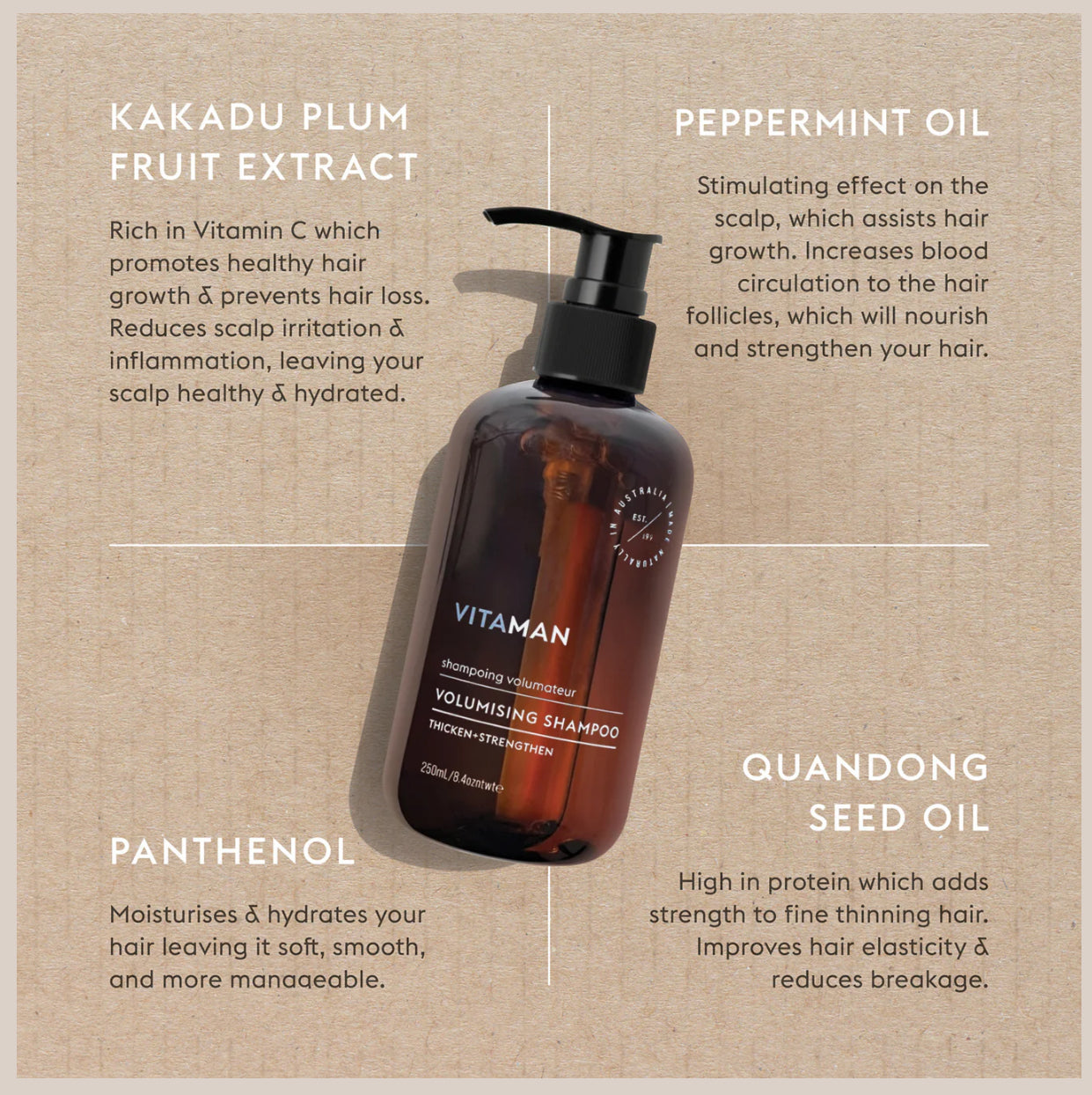 VITAMAN Volumising Shampoo 250ml - Sulphate Free