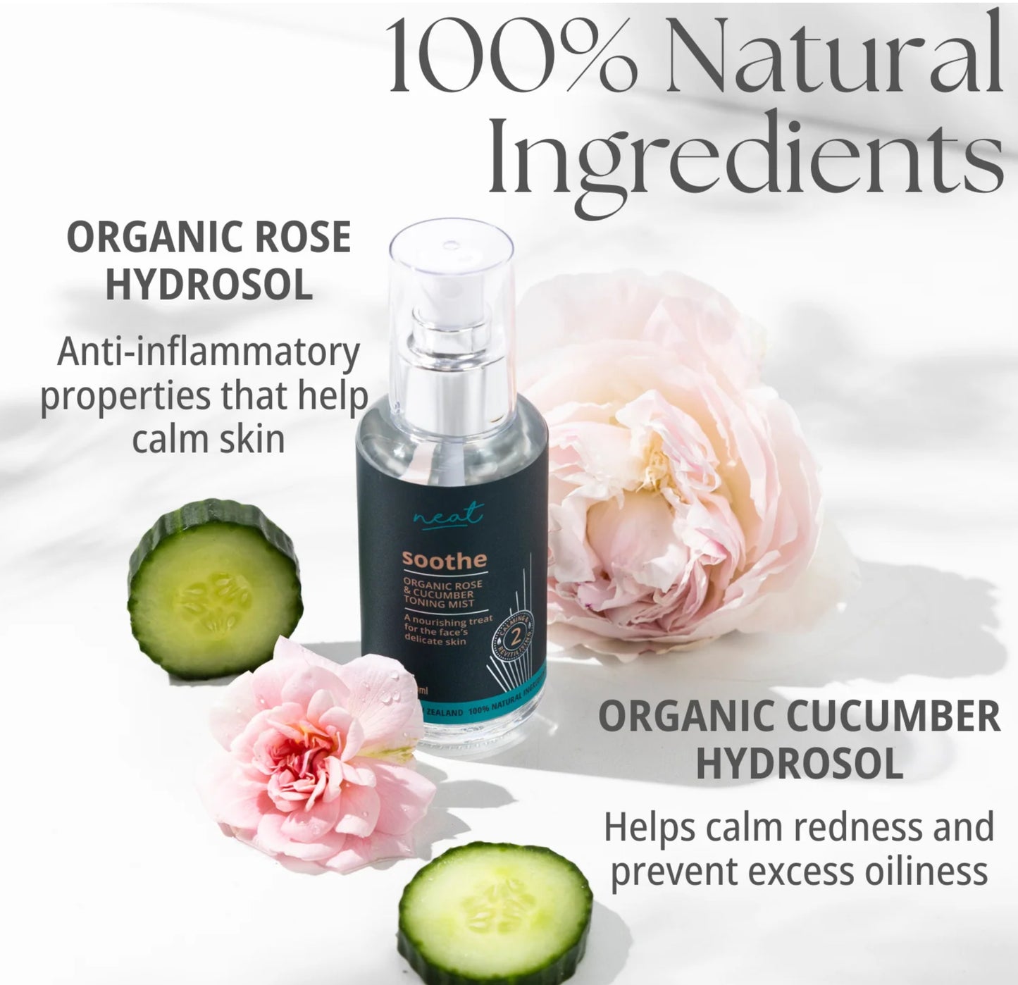 NEAT - Soothe (2) Organic Rose & Cucumber Toning Mist 50ml